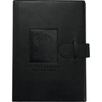 Large Refillable Journal with Tab and Loop Closure, 7 x 10 Inches Debossing - Black - Front