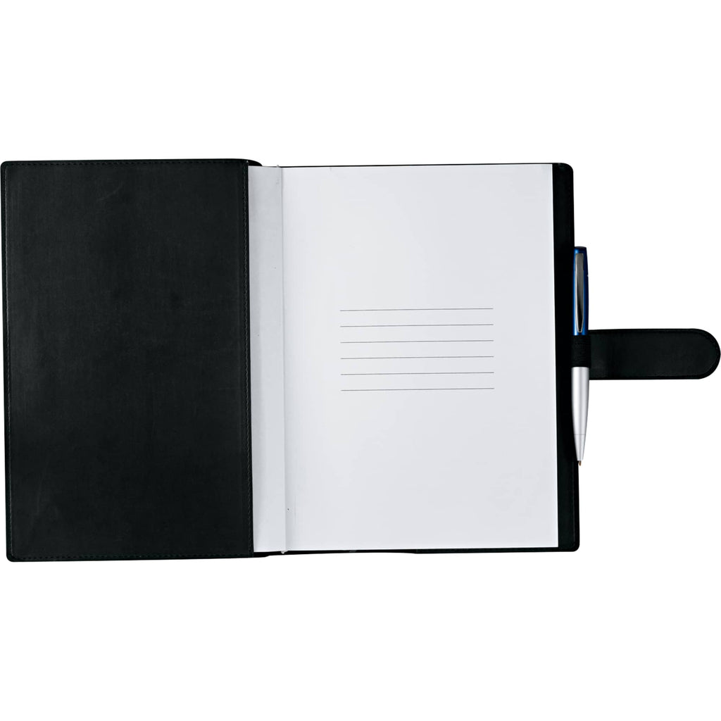 Large Refillable Journal with Tab and Loop Closure, 7 x 10 Inches Debossing - Navy - Front 4
