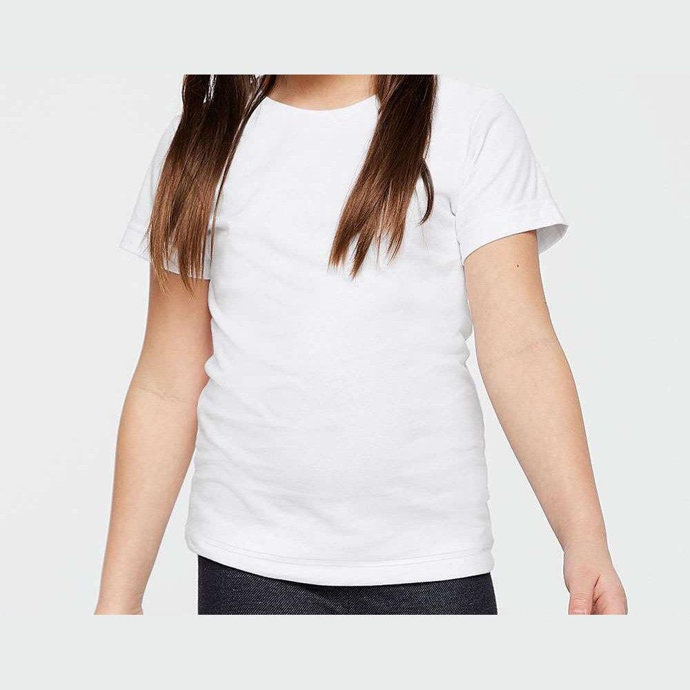 LAT Girls' Fine Jersey Tee - White - On Model Front