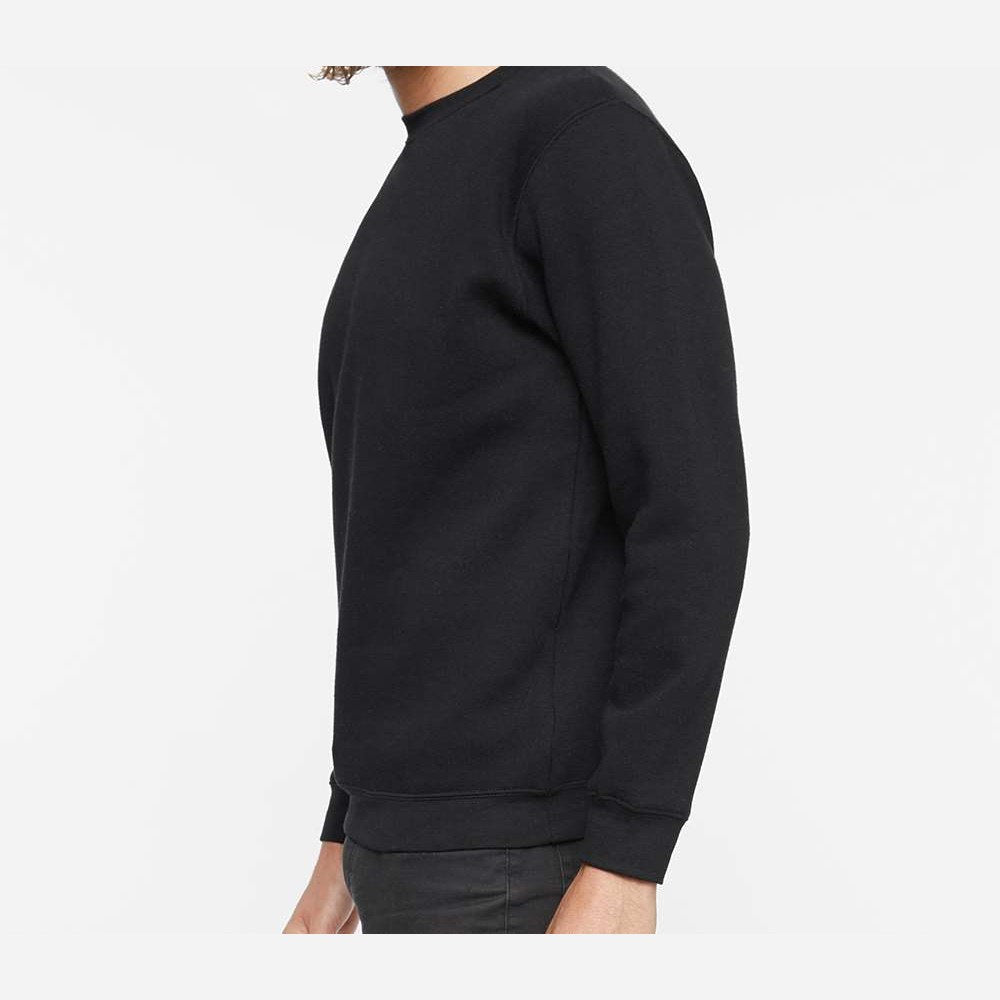 LAT Unisex Elevated Fleece Crewneck Sweatshirt Full Color - Black - On Model Side