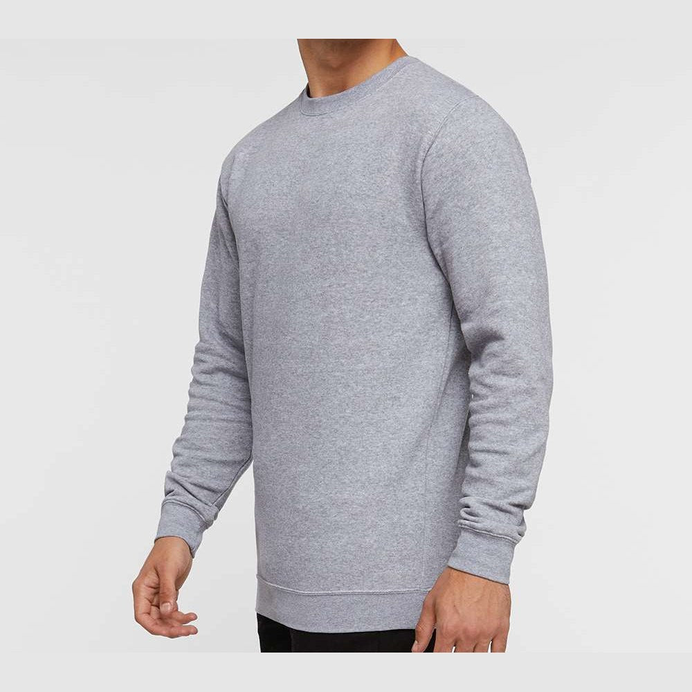 LAT Unisex Elevated Fleece Crewneck Sweatshirt Full Color - Heather - On Model Side