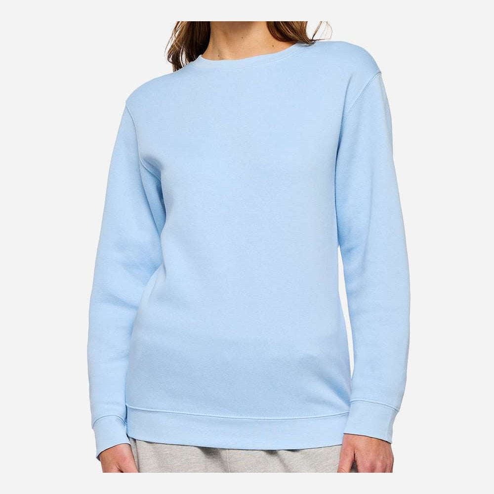 LAT Unisex Elevated Fleece Crewneck Sweatshirt Full Color - Light Blue - On Model Front
