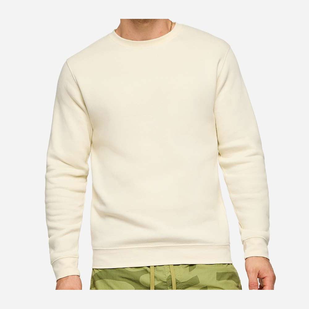 LAT Unisex Elevated Fleece Crewneck Sweatshirt Full Color - Natural - On Model Front