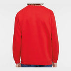 LAT Unisex Elevated Fleece Crewneck Sweatshirt Full Color - Red - On Model Back