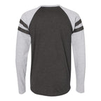 LAT Unisex Fine Jersey Mash Up Long Sleeve Tee - Vintage Smoke/ Vintage Heather - Back