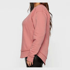 LAT Women's Weekend Crewneck Sweatshirt Full Color - Mauvelous - On Model Side