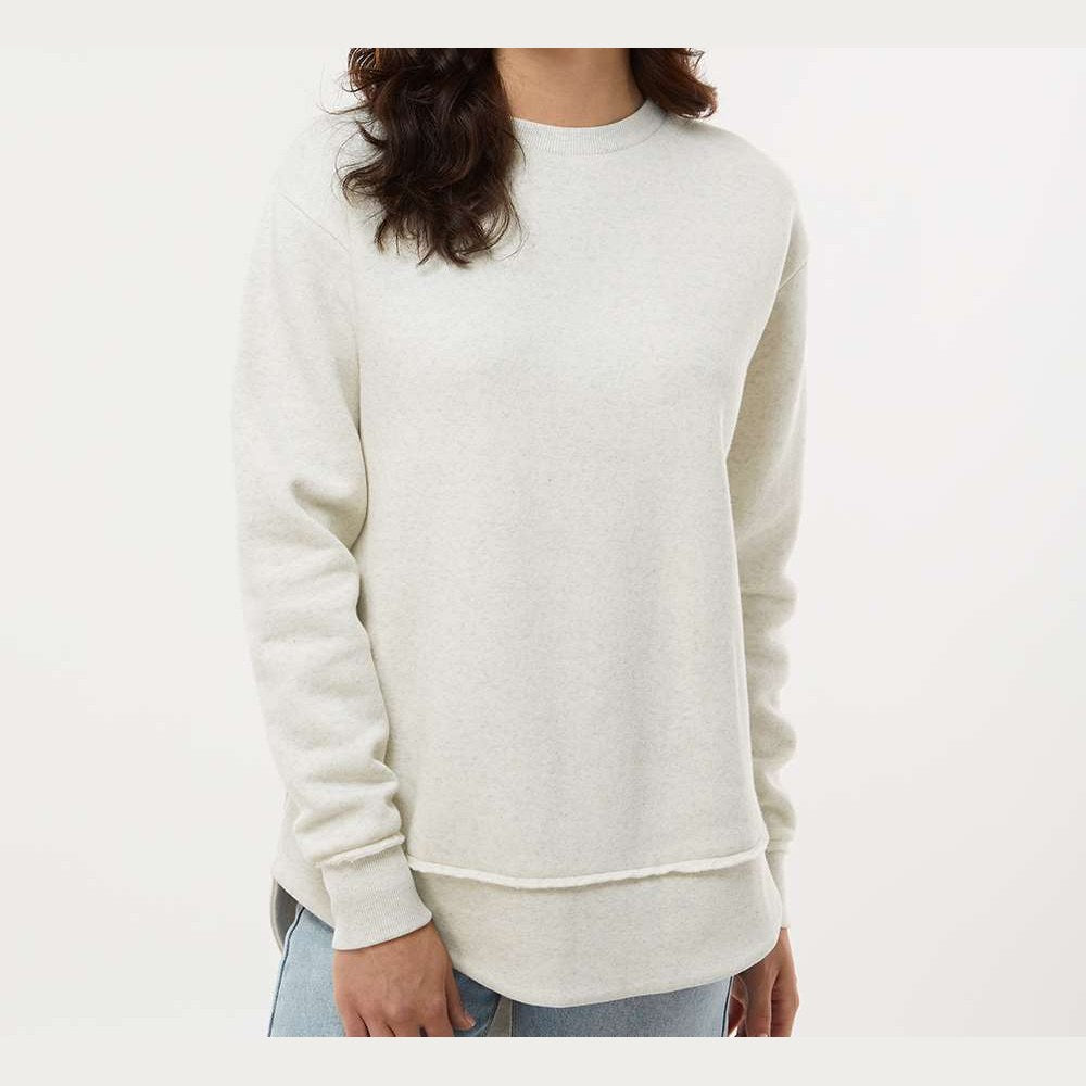 LAT Women's Weekend Crewneck Sweatshirt Full Color - Natural Heather - On Model Front
