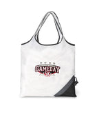 Latitudes Foldaway Shopping Tote with Drawstring Pouch Transfer - White-Black - View 1