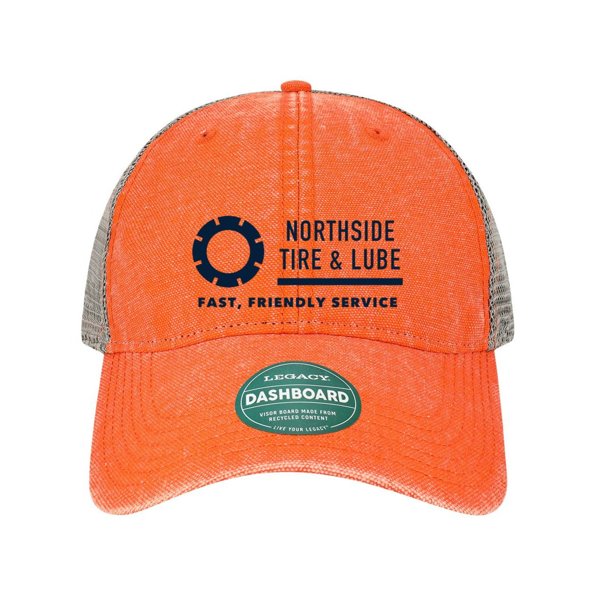 LEGACY Dashboard Trucker Cap Embroidery - Orange/ Grey - Front