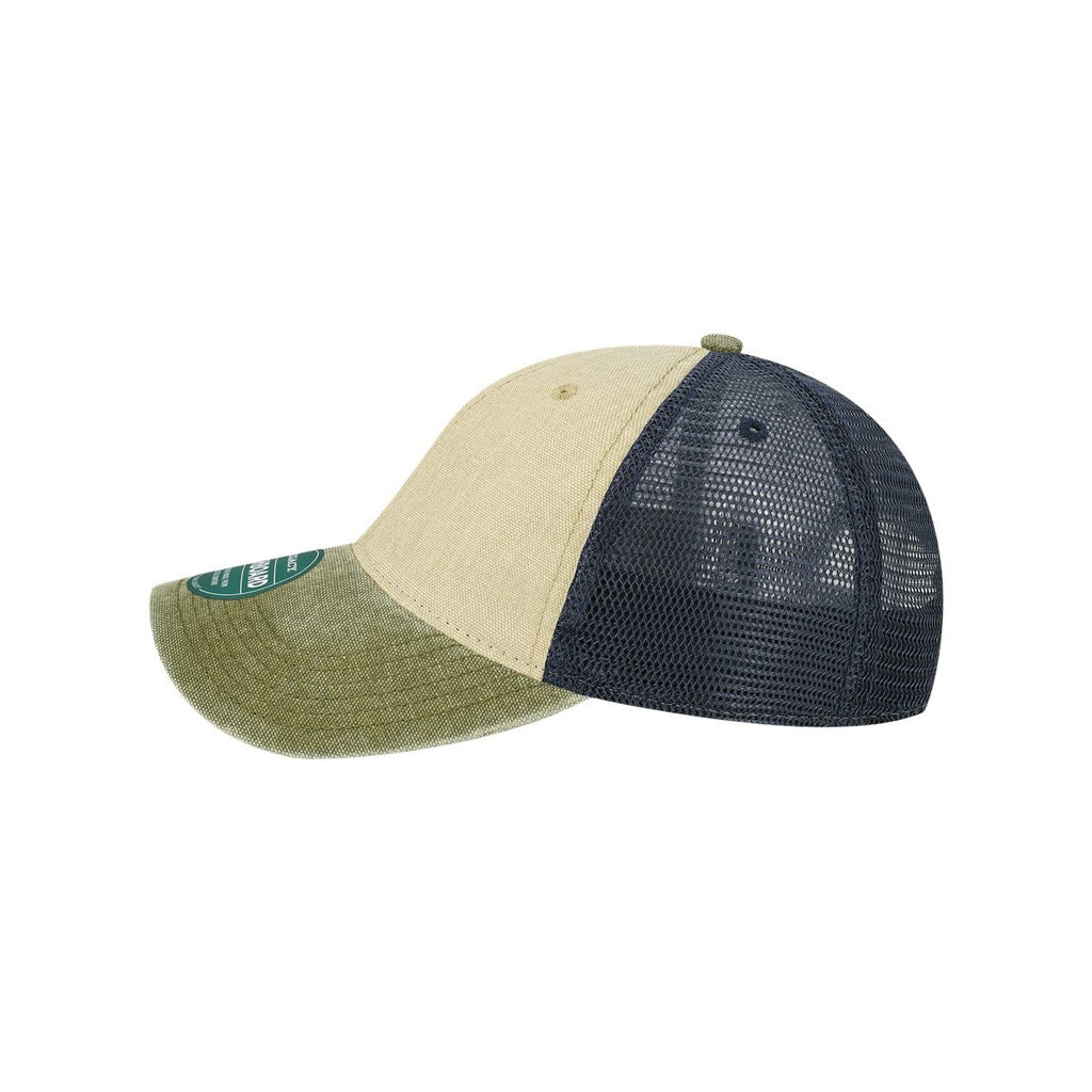 LEGACY Dashboard Trucker Cap Embroidery - Stone/ Olive/ Navy - Direct Side