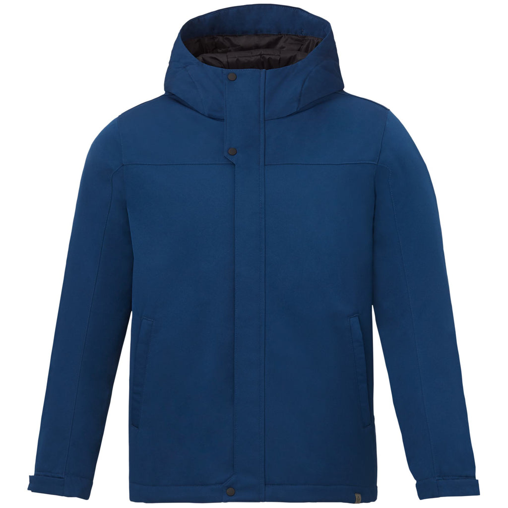 Lena Recycled Insulated Jacket with Hood for Men Embroidery - River Blue - Front 2