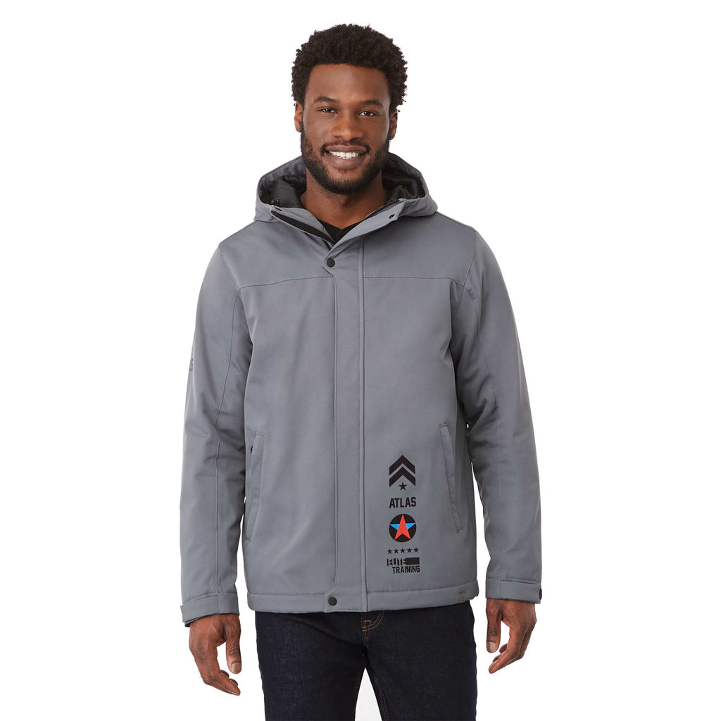 Lena Recycled Insulated Jacket with Hood for Men Embroidery - Steel Grey - On Model Front 3
