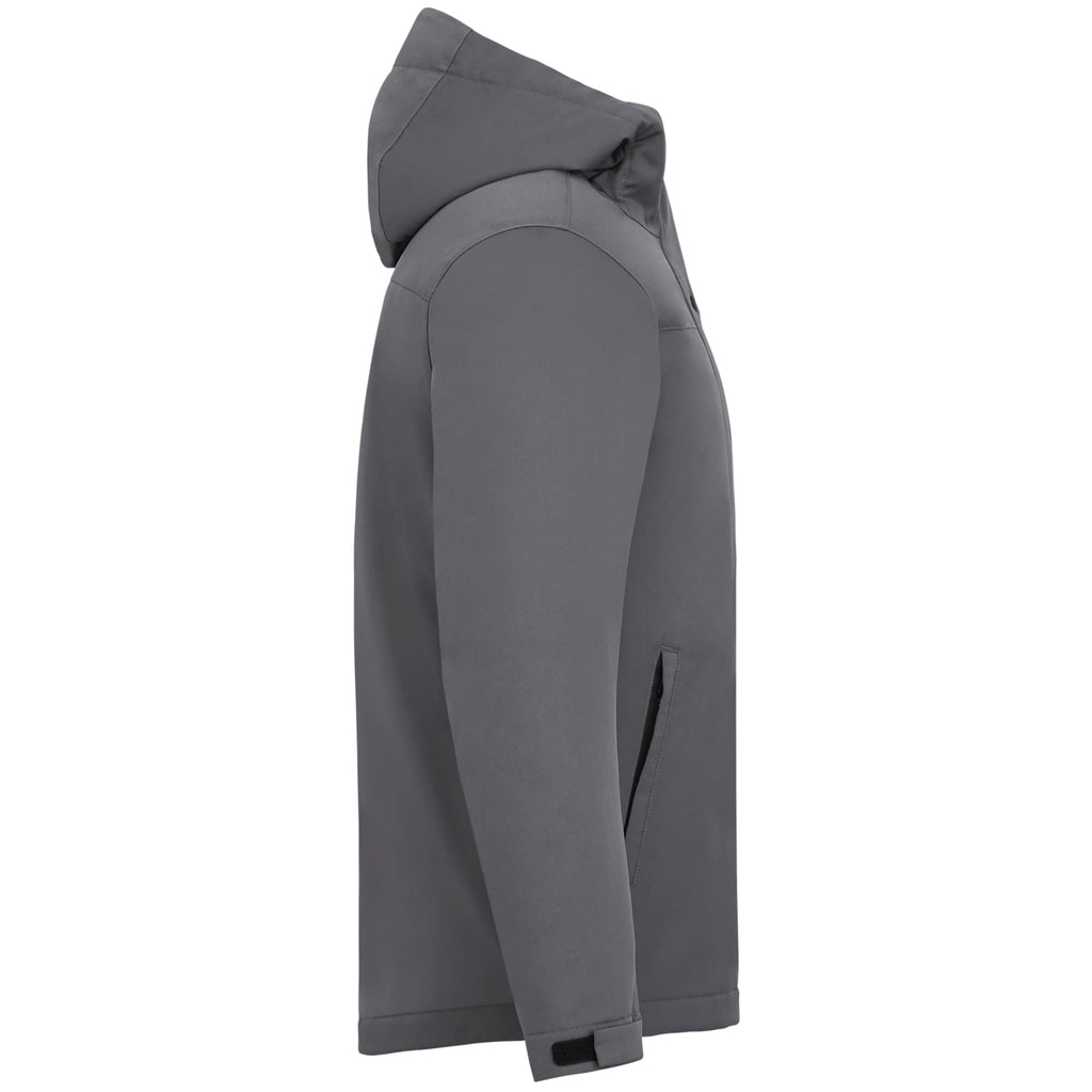 Lena Recycled Insulated Jacket with Hood for Men Embroidery - Steel Grey - Right Side