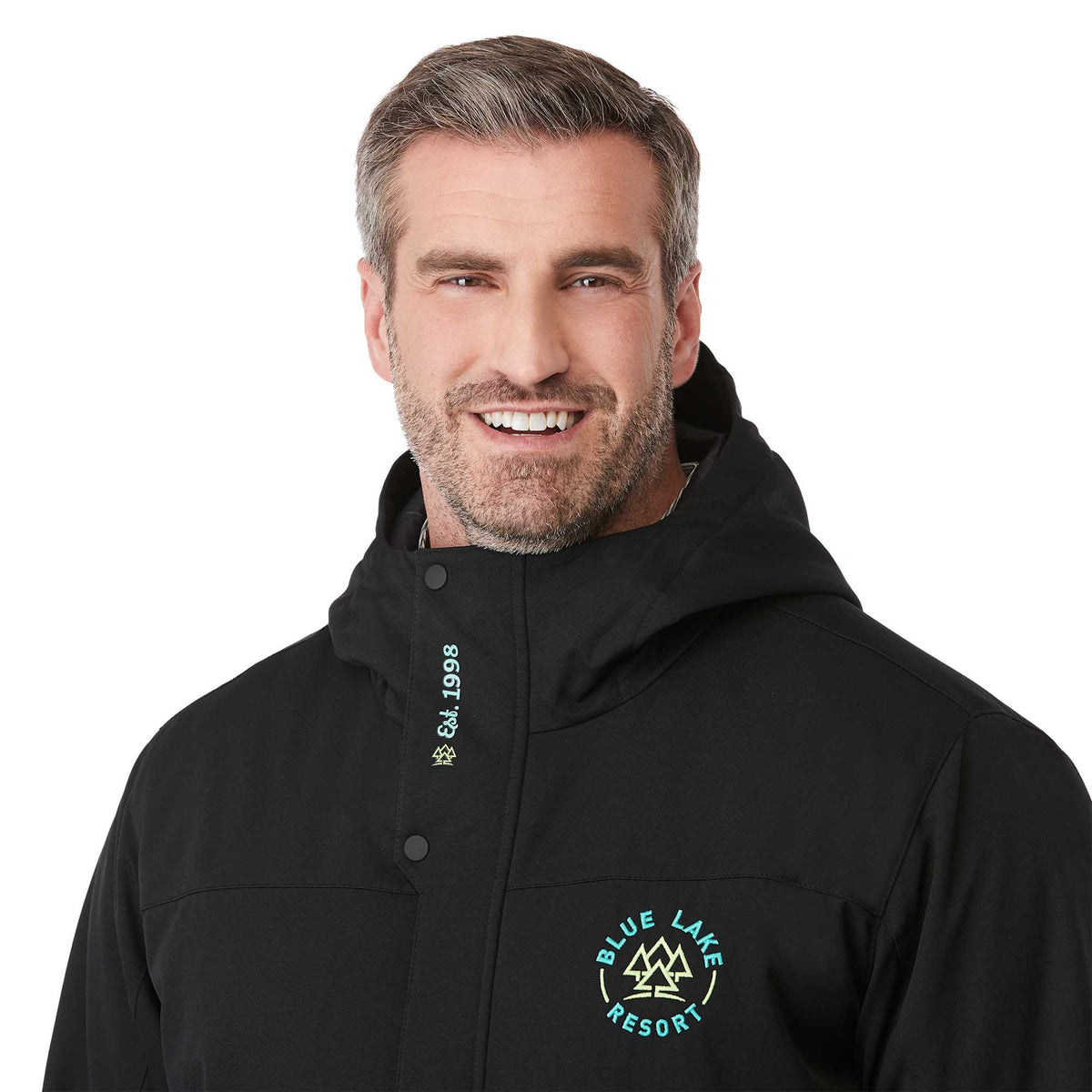 Lena Recycled Insulated Jacket with Hood for Men Transfer - Black - On Model Detail