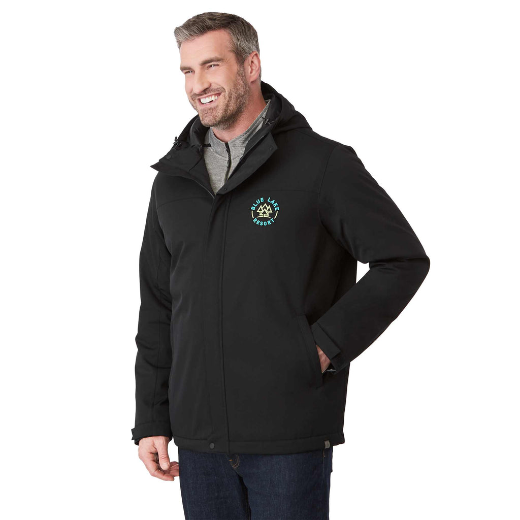 Lena Recycled Insulated Jacket with Hood for Men Transfer - Black - On Model Right Angle