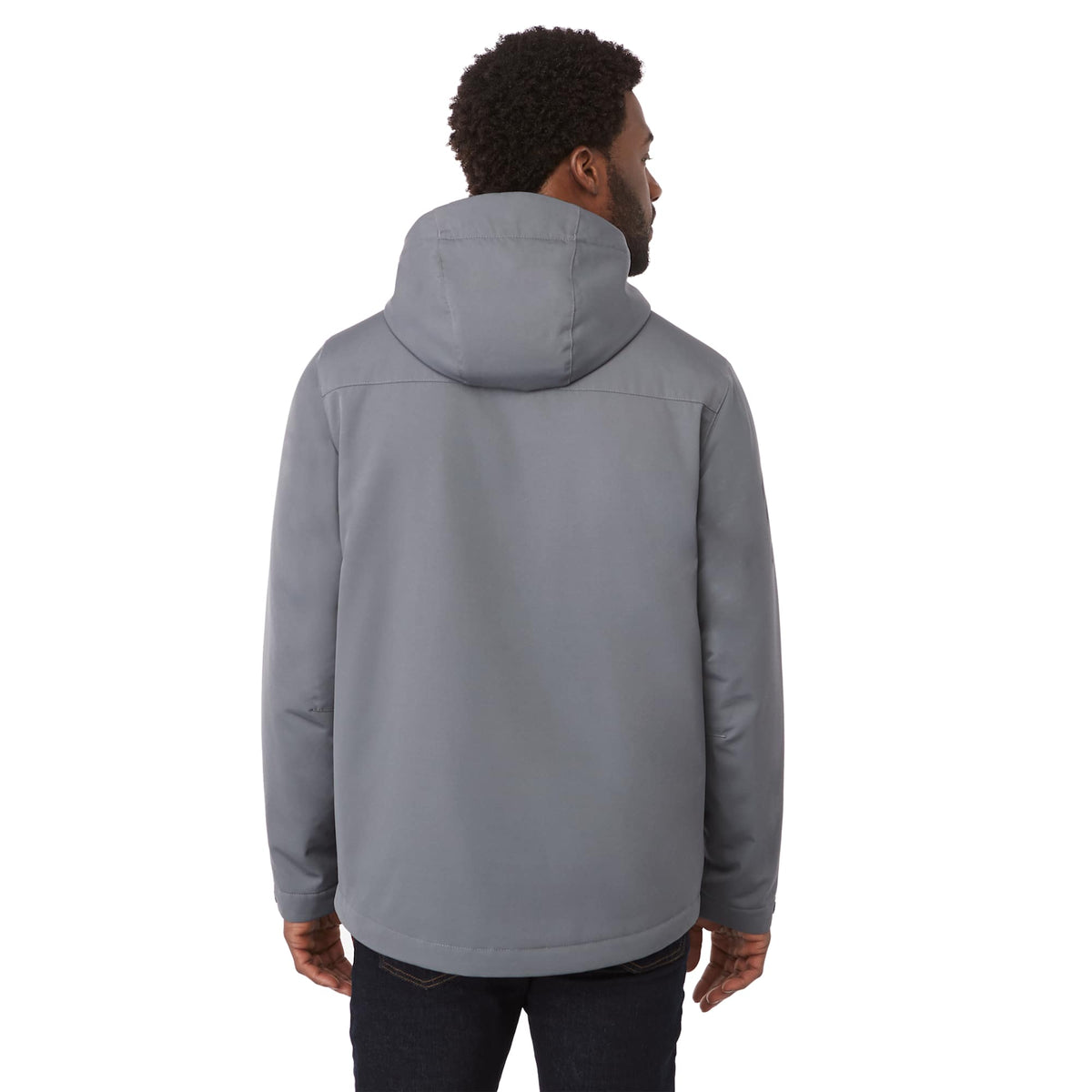 Lena Recycled Insulated Jacket with Hood for Men Transfer - Steel Grey - On Model Back