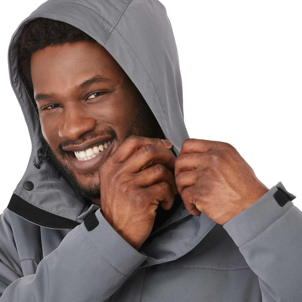 Lena Recycled Insulated Jacket with Hood for Men Transfer - Steel Grey - On Model Detail 2