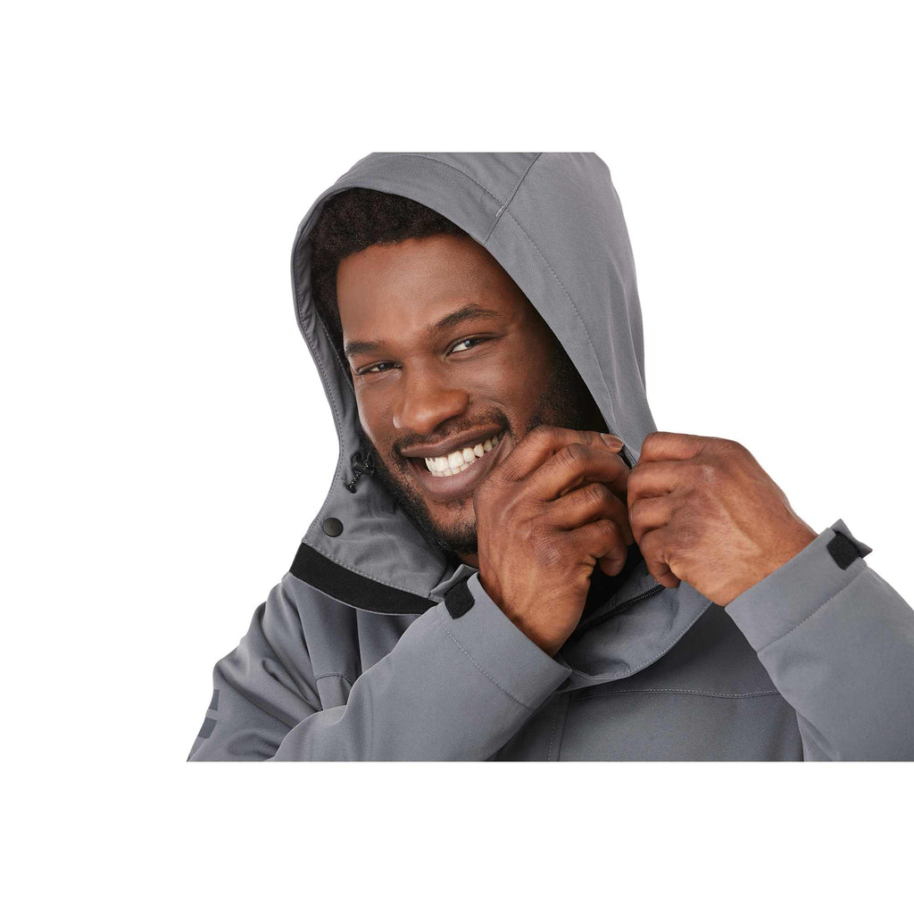 Lena Recycled Insulated Jacket with Hood for Men Transfer - Steel Grey - On Model Detail 3