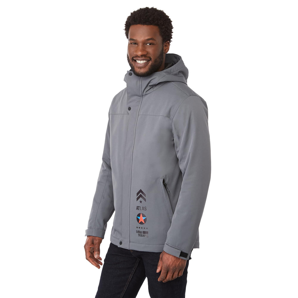 Lena Recycled Insulated Jacket with Hood for Men Transfer - Steel Grey - On Model Right Angle