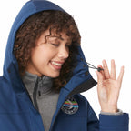 Lena Recycled Insulated Jacket with Hood for Women Transfer - River Blue - On Model Detail 2