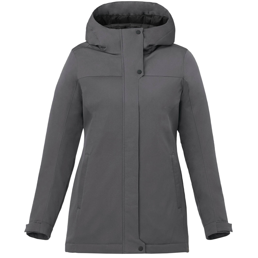 Lena Recycled Insulated Jacket with Hood for Women Transfer - Steel Grey - Front 2