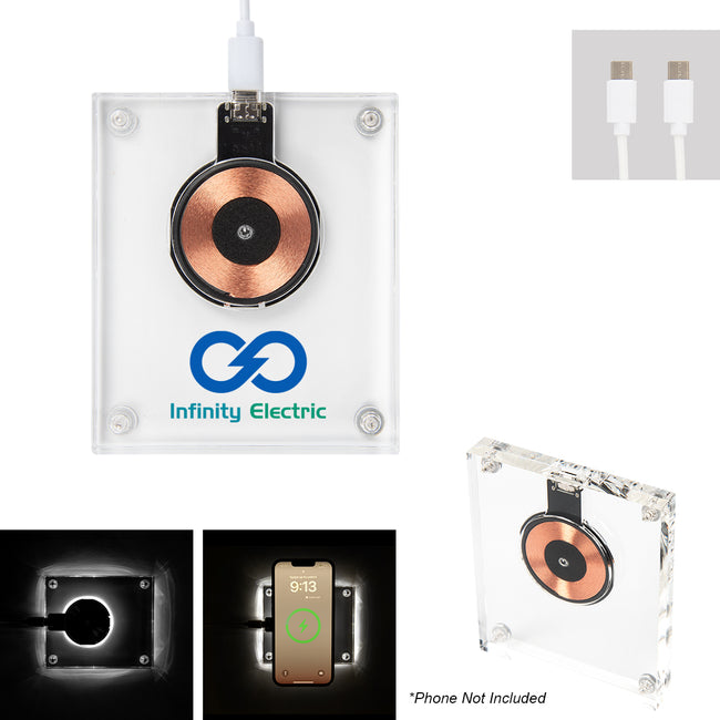 Light-Up Acrylic Wireless Charger, 15W Full Color