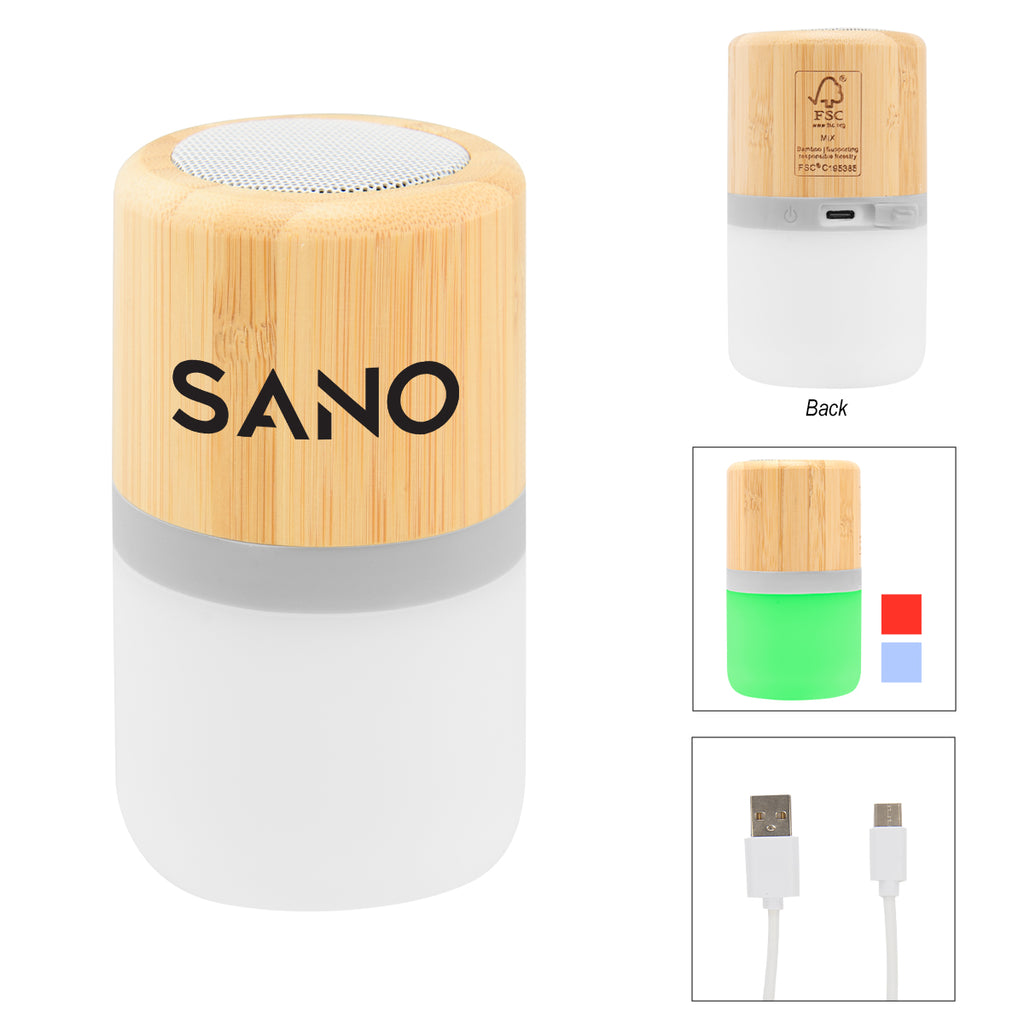 Light-Up Bamboo Wireless Speaker, Mark 2 - Silk Screen