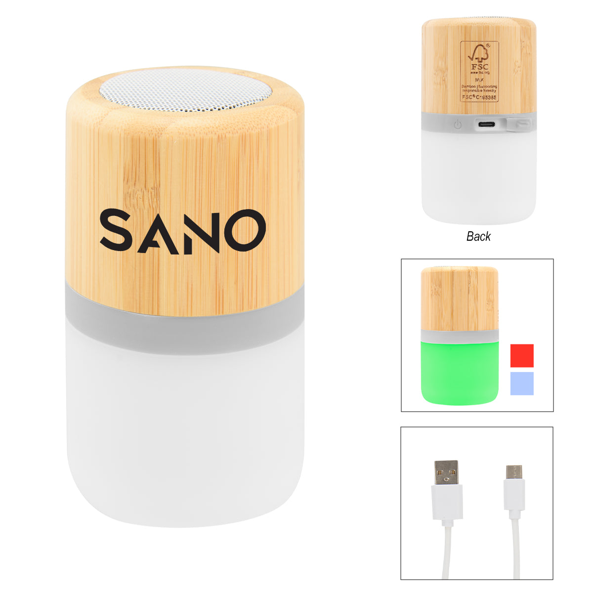 Light-Up Bamboo Wireless Speaker, Mark 2 - Silk Screen