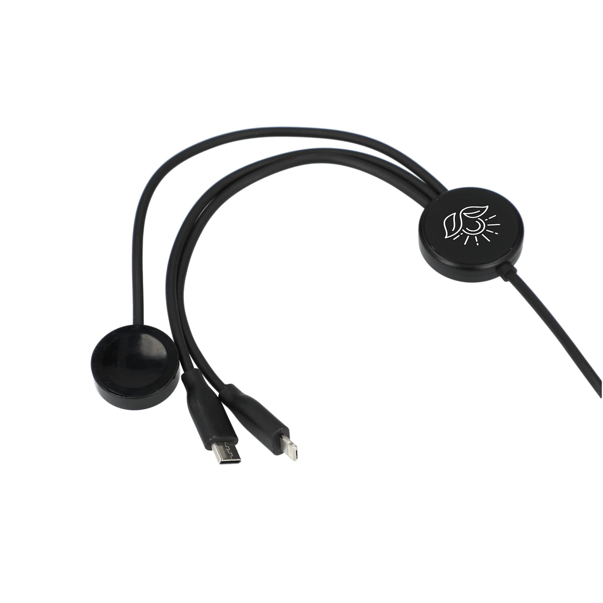 Long Charging Cable with Apple Watch Charger, 47 Inch - Black - Front 2