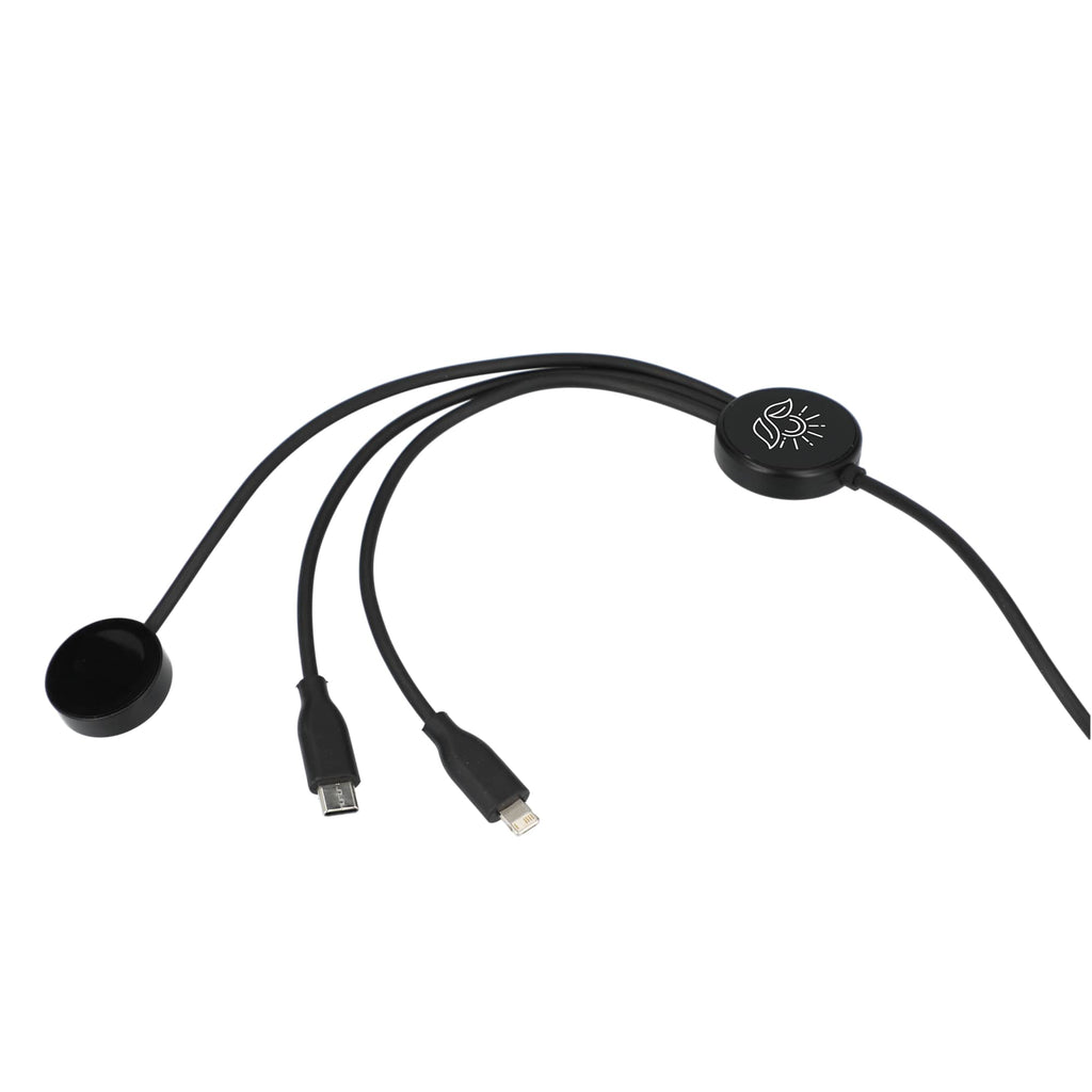 Long Charging Cable with Apple Watch Charger, 47 Inch - Black - Front 3