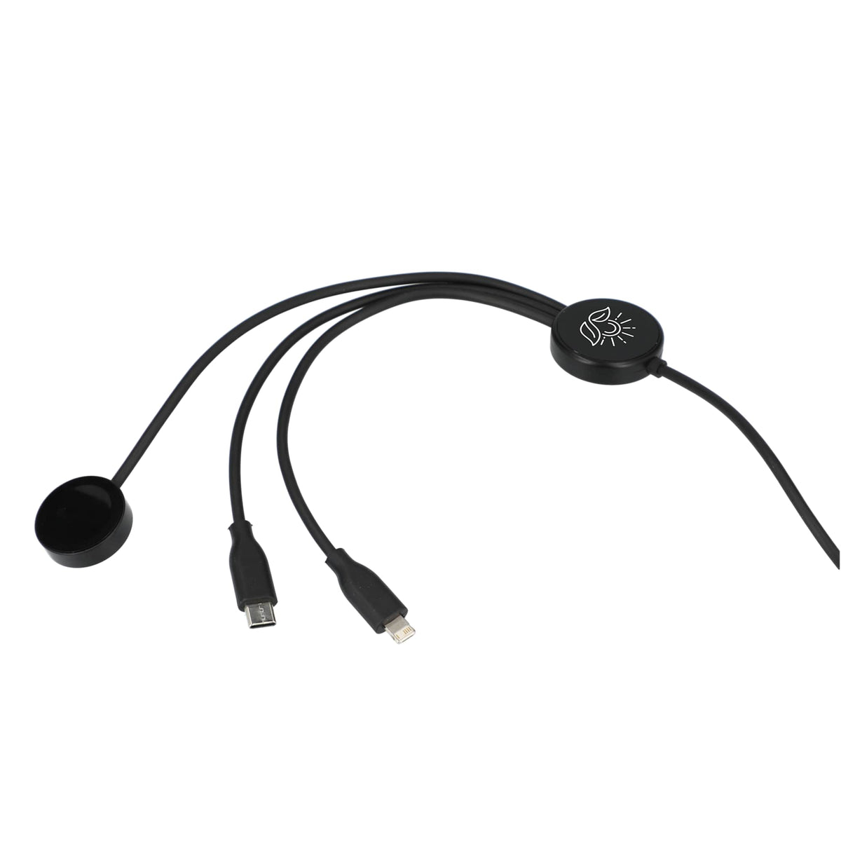 Long Charging Cable with Apple Watch Charger, 47 Inch - Black - Front 3