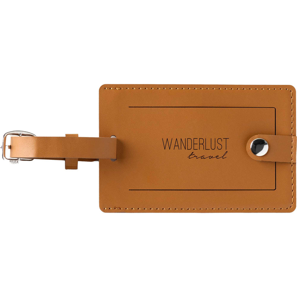Luggage Tag in Pineapple Leather Debossing - Brown - Front