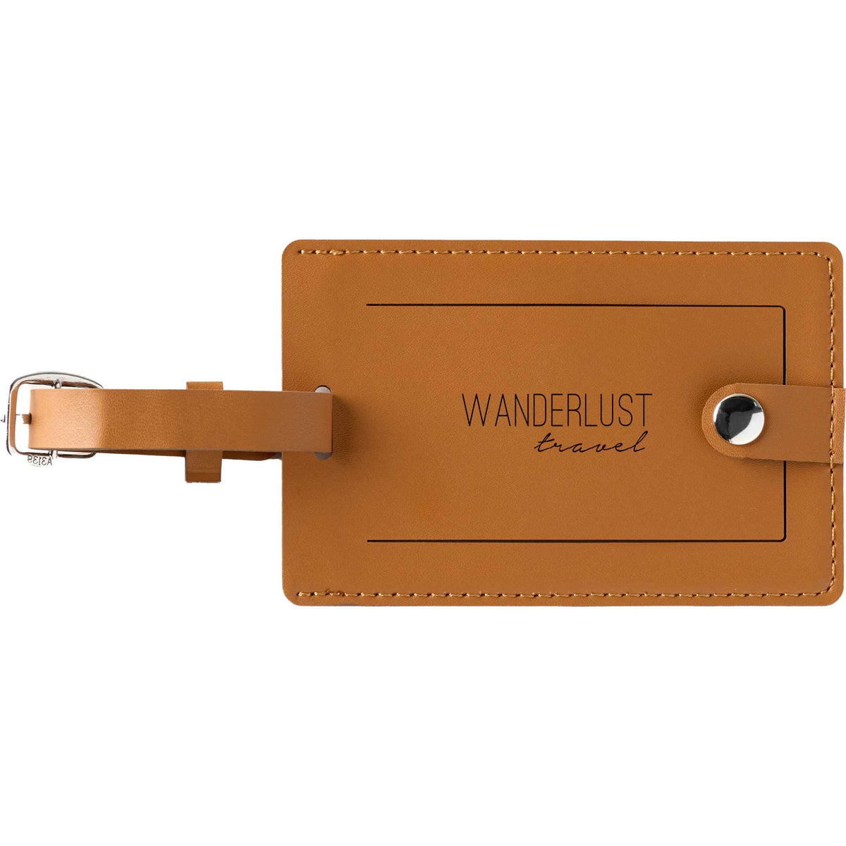 Luggage Tag in Pineapple Leather Debossing - Brown - Front