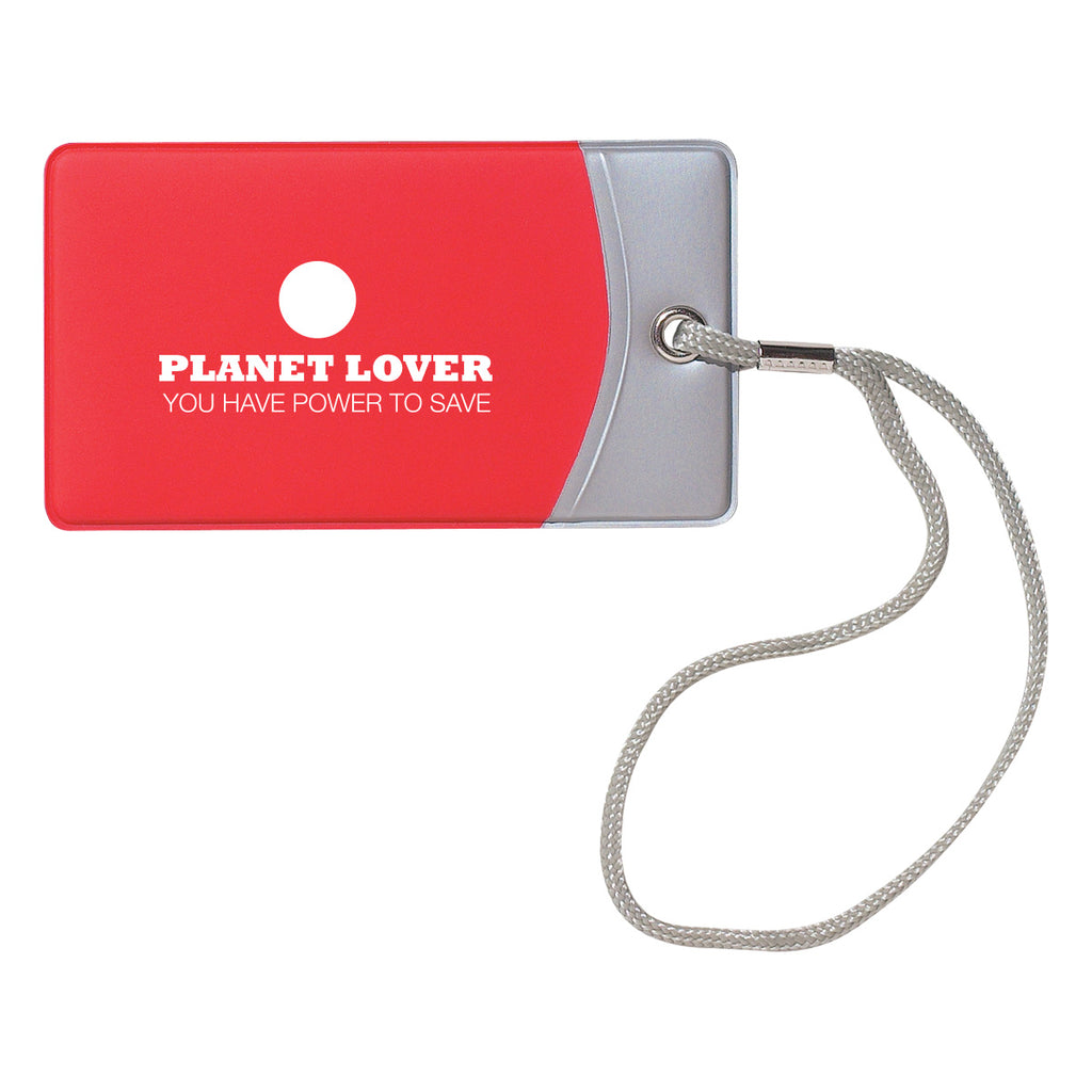 Luggage Tag, Mod - Silver with Red - Silk Screen