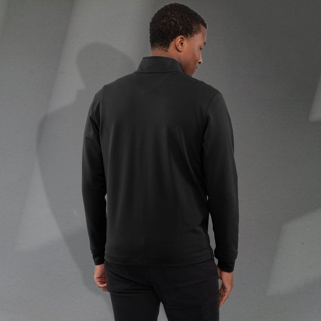 Lyon Stretch French Terry Full Zip Jacket for Men Embroidery - Black - Back On Model