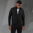 Lyon Stretch French Terry Full Zip Jacket for Men Embroidery - Black - Front On Model