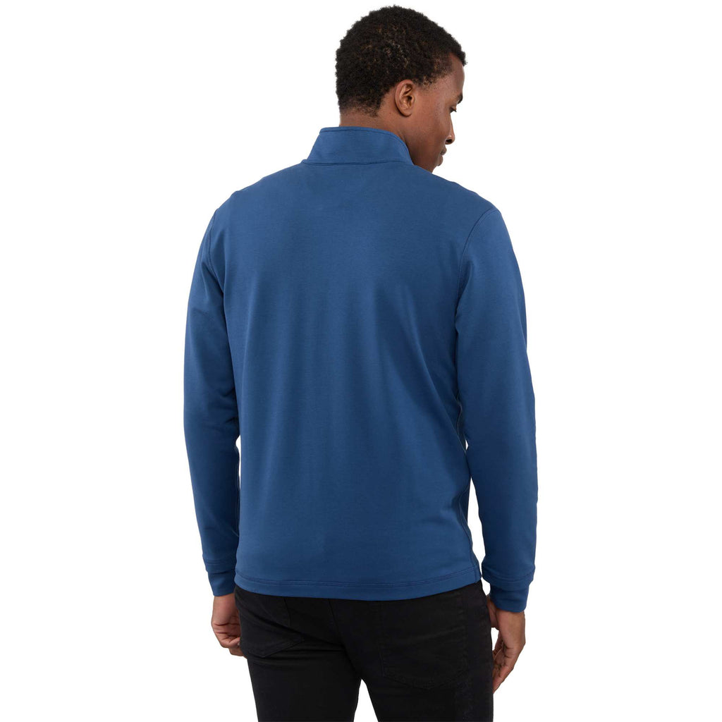 Lyon Stretch French Terry Full Zip Jacket for Men Embroidery - River Blue - Back On Model