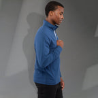 Lyon Stretch French Terry Full Zip Jacket for Men Embroidery - River Blue - Right Side On Model 2