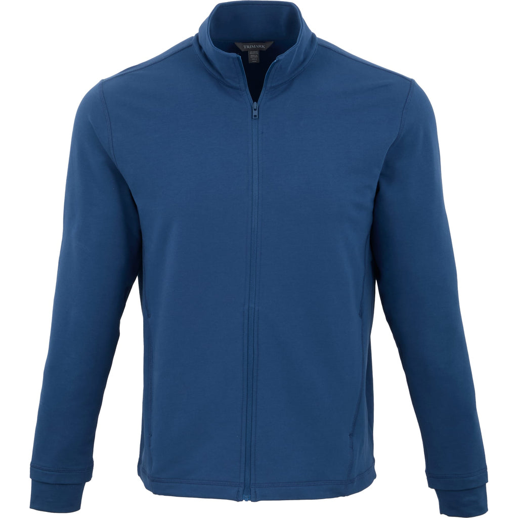 Lyon Stretch French Terry Full Zip Jacket for Men Transfer - River Blue - Front