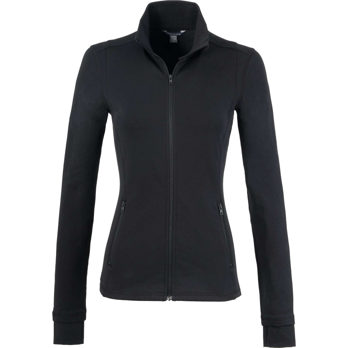 Lyon Stretch French Terry Full Zip Jacket for Women Embroidery - Black - Front
