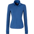 Lyon Stretch French Terry Full Zip Jacket for Women Embroidery - River Blue - Front