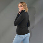 Lyon Stretch French Terry Full Zip Jacket for Women Transfer - Black - Left Side On Model