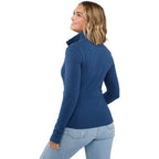 Lyon Stretch French Terry Full Zip Jacket for Women Transfer - River Blue - Back On Model