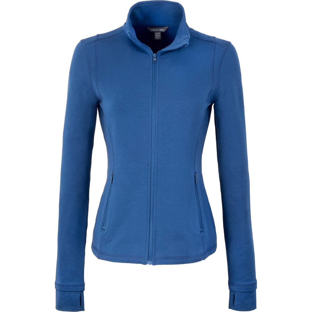 Lyon Stretch French Terry Full Zip Jacket for Women Transfer - River Blue - Front
