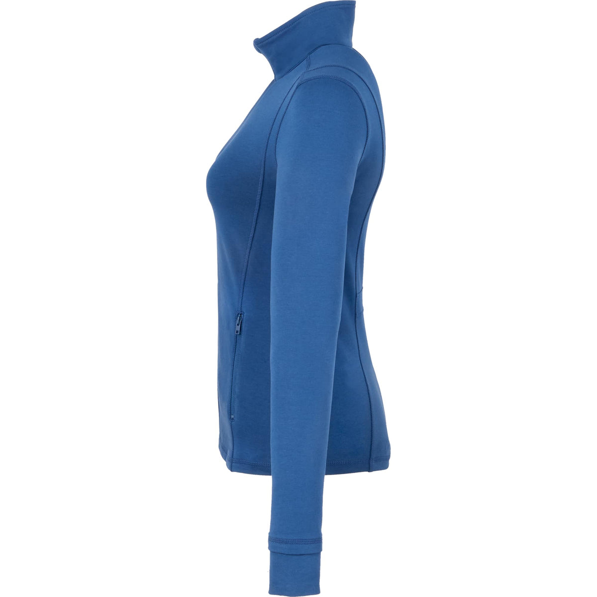 Lyon Stretch French Terry Full Zip Jacket for Women Transfer - River Blue - Left Side
