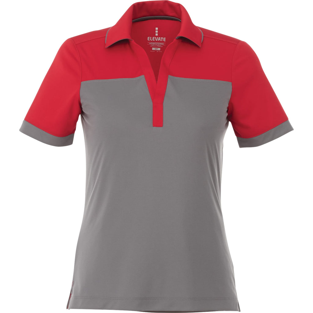 Mack Colorblock Polo for Women Transfer - Team Red/Steel Grey - Back Flat