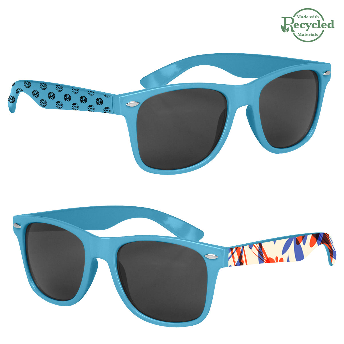 Malibu Sunglasses in Full Color - Light Blue - Megabrite
