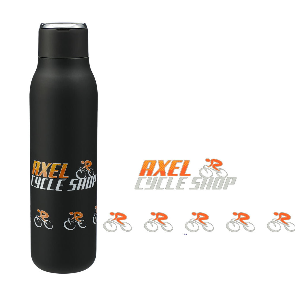 Marka Copper Insulated Bottle with Metal Loop, 20 oz - Black - Front 2