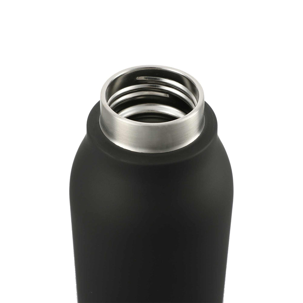 Marka Copper Insulated Bottle with Metal Loop, 20 oz - Black - Top Open