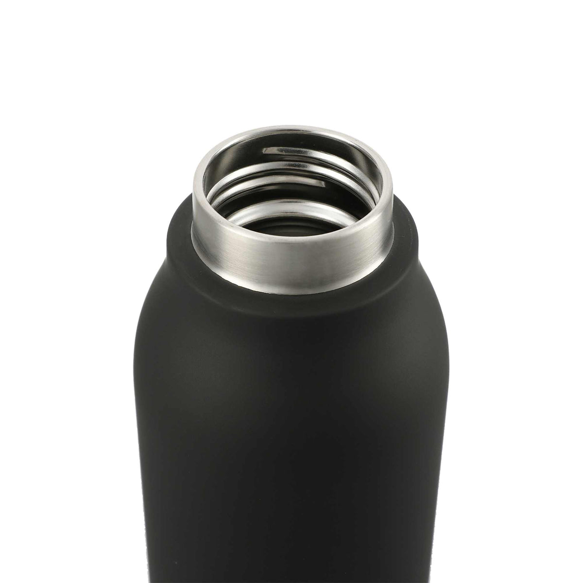 Marka Copper Insulated Bottle with Metal Loop, 20 oz - Black - Top Open